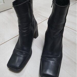 Simard Womens Genuine Leather Black Size 36  Ankle Boot Heels 2.75" Zip Quality